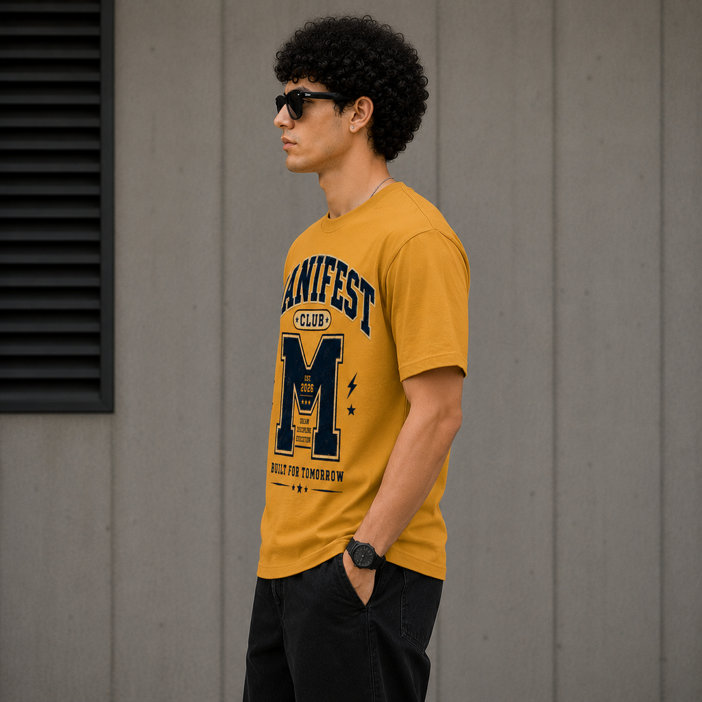 Manifest Club Varsity Graphic Tee – Yellow