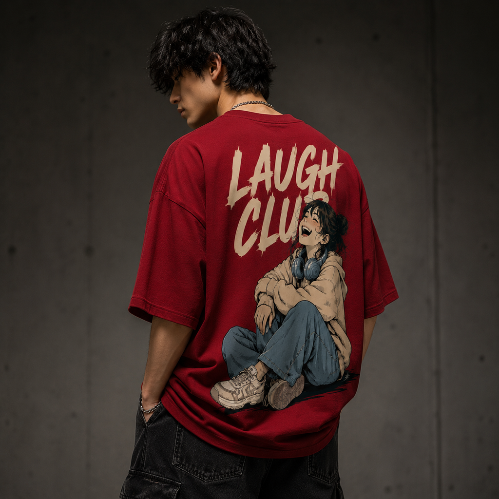 Laugh Club Red Oversized Tee