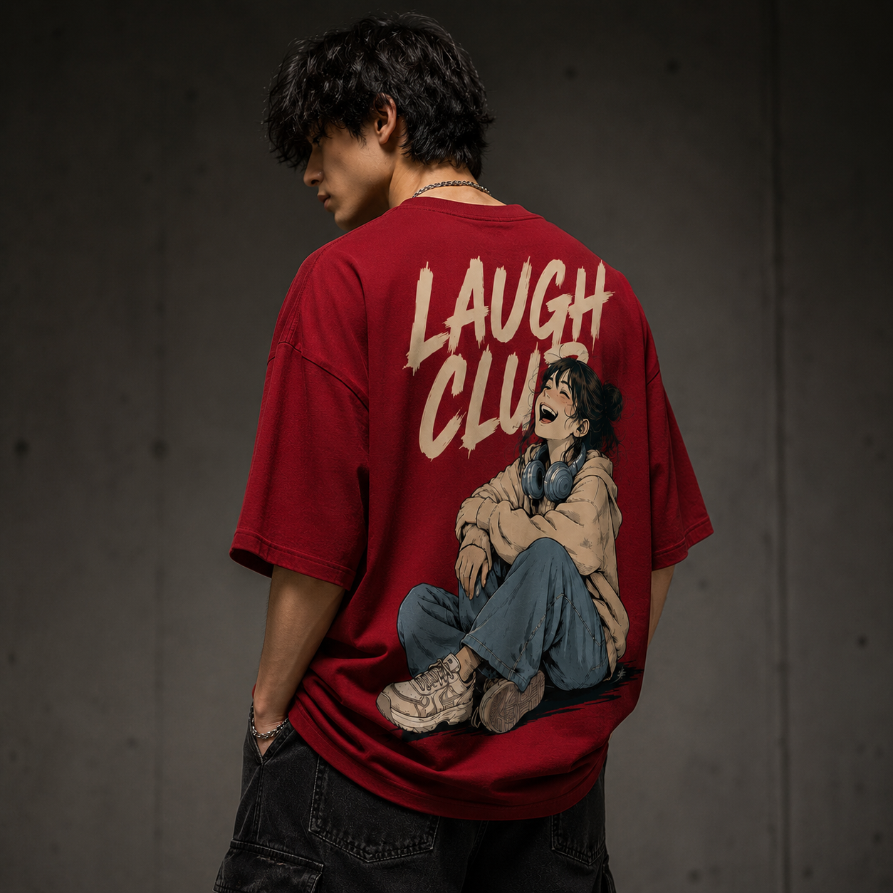 Laugh Club Red Oversized Tee