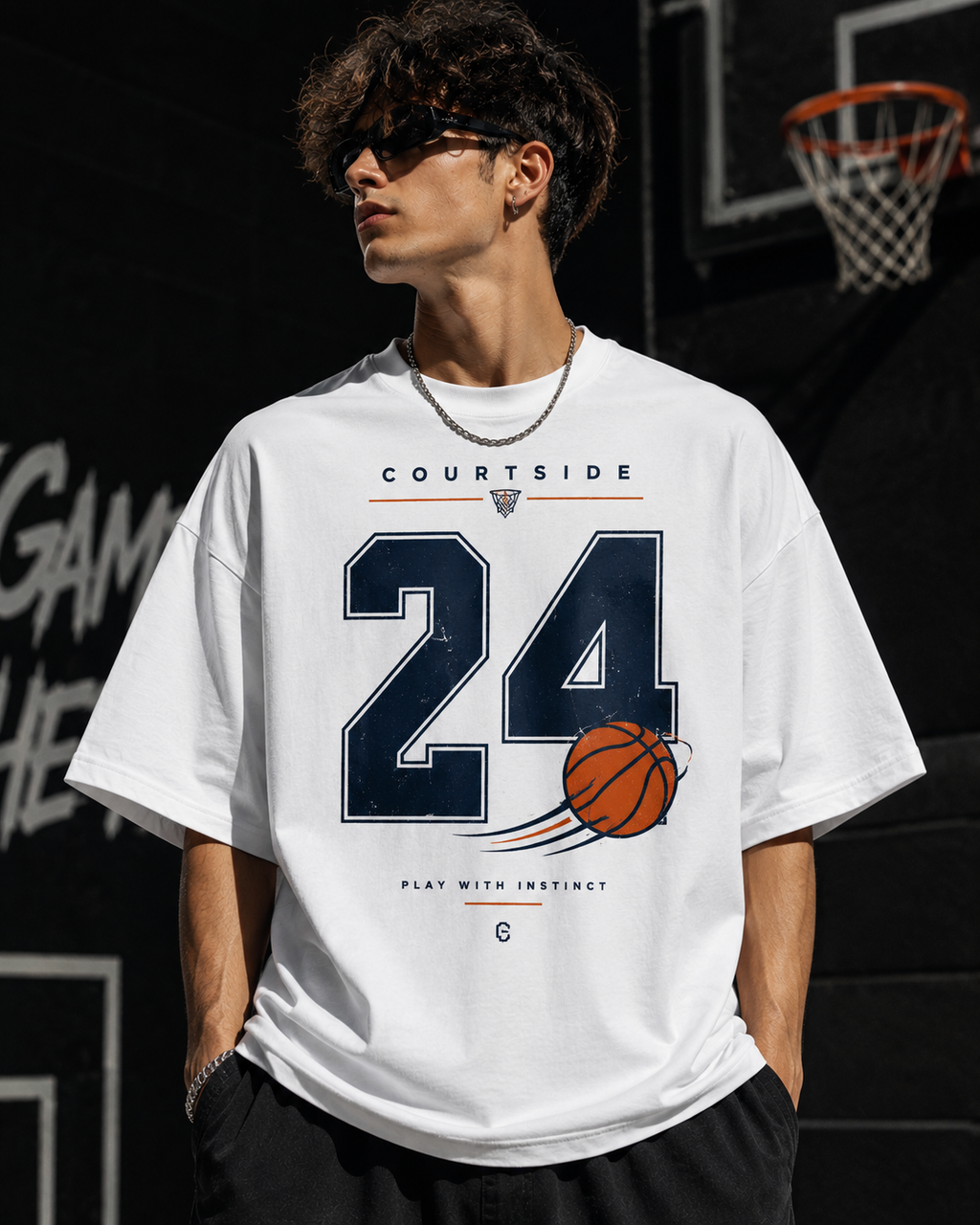 COURTSIDE 24 Oversized Streetwear Tee