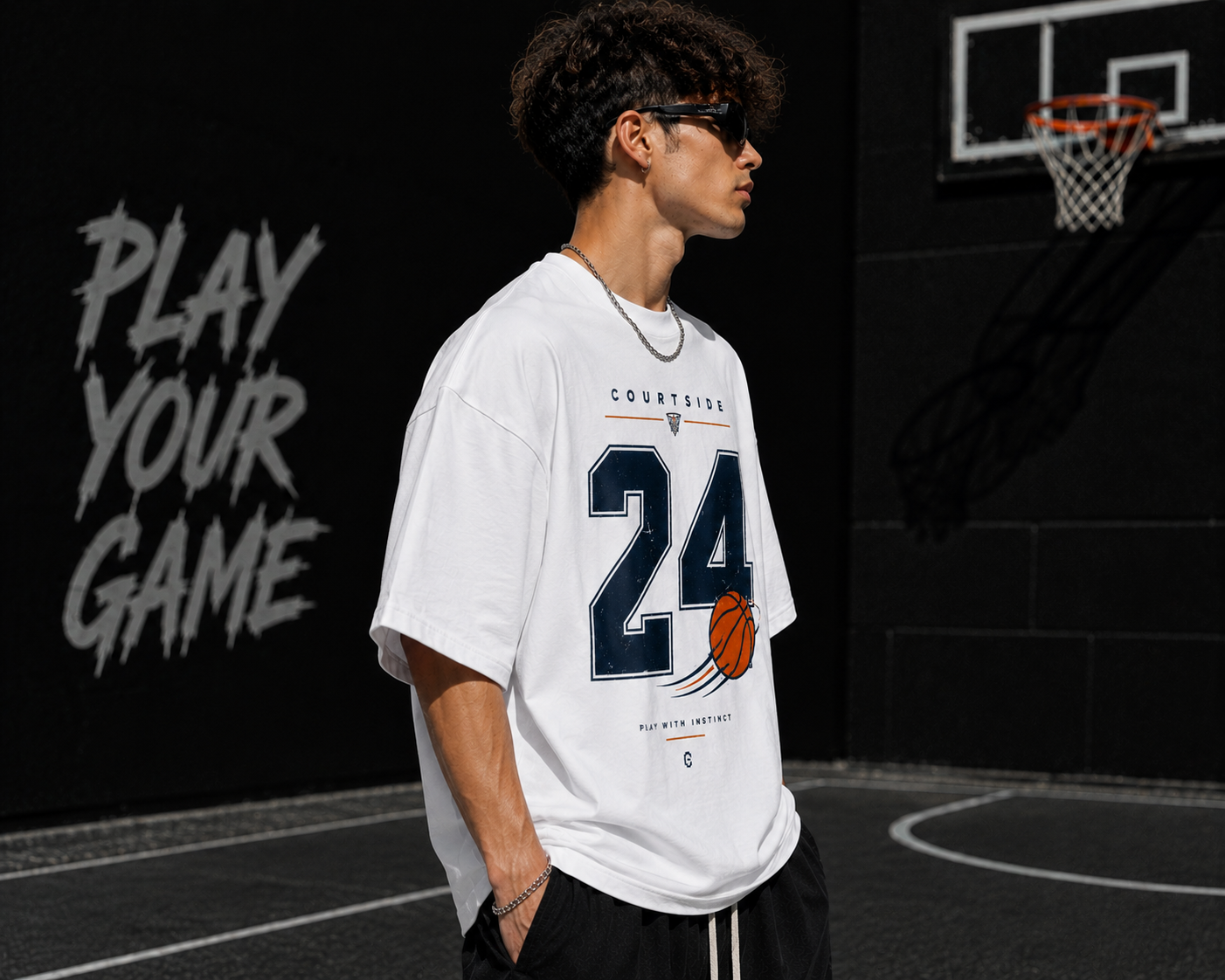 COURTSIDE 24 Oversized Streetwear Tee