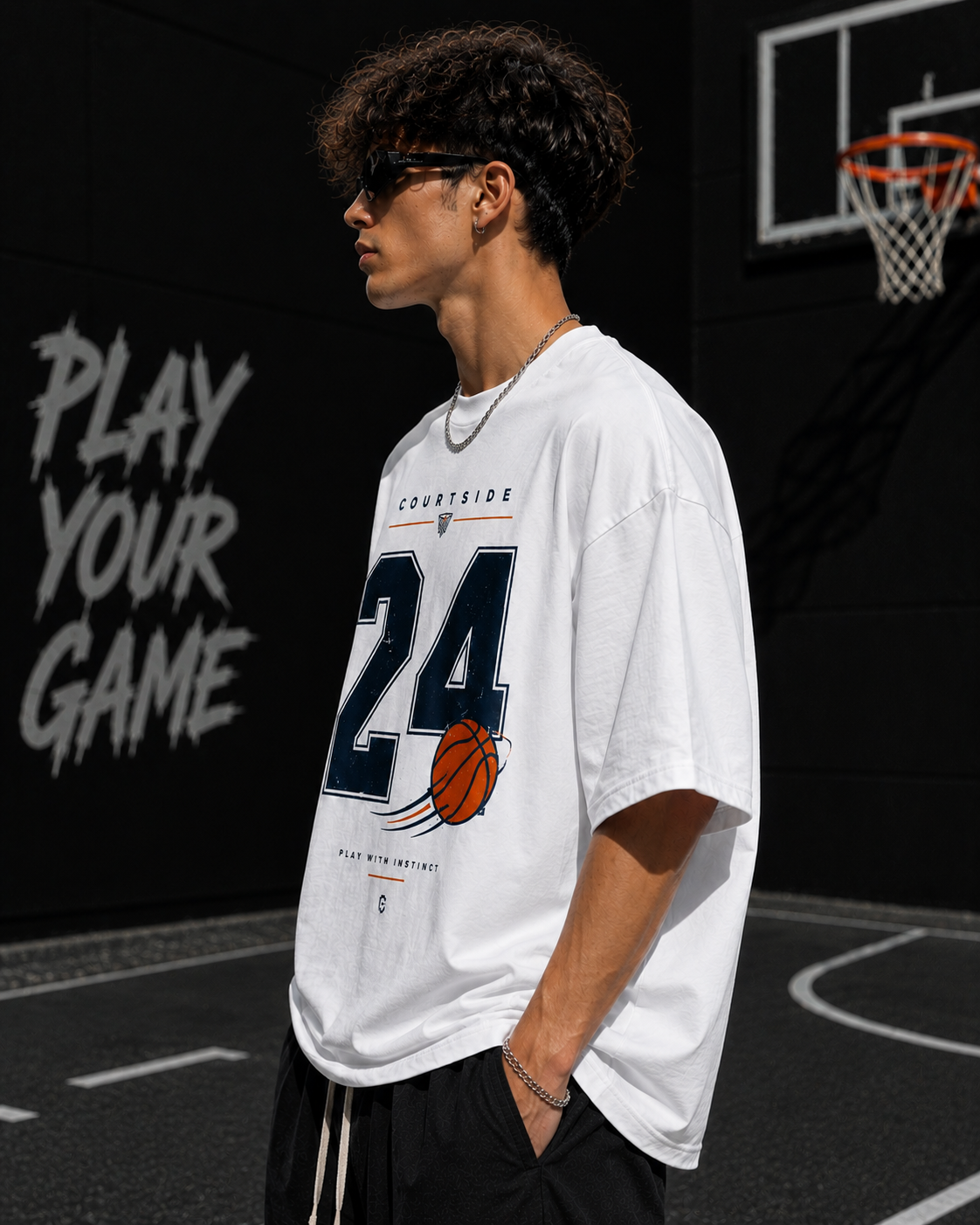 COURTSIDE 24 Oversized Streetwear Tee