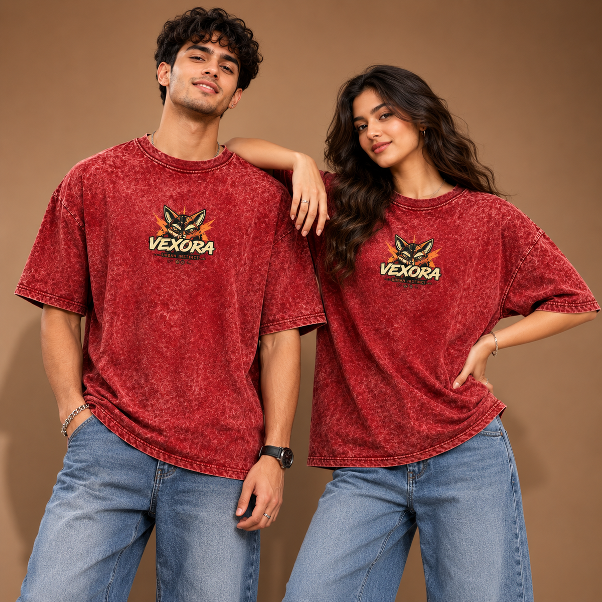 Riftwalker – Red Acid Wash Oversized T-Shirt