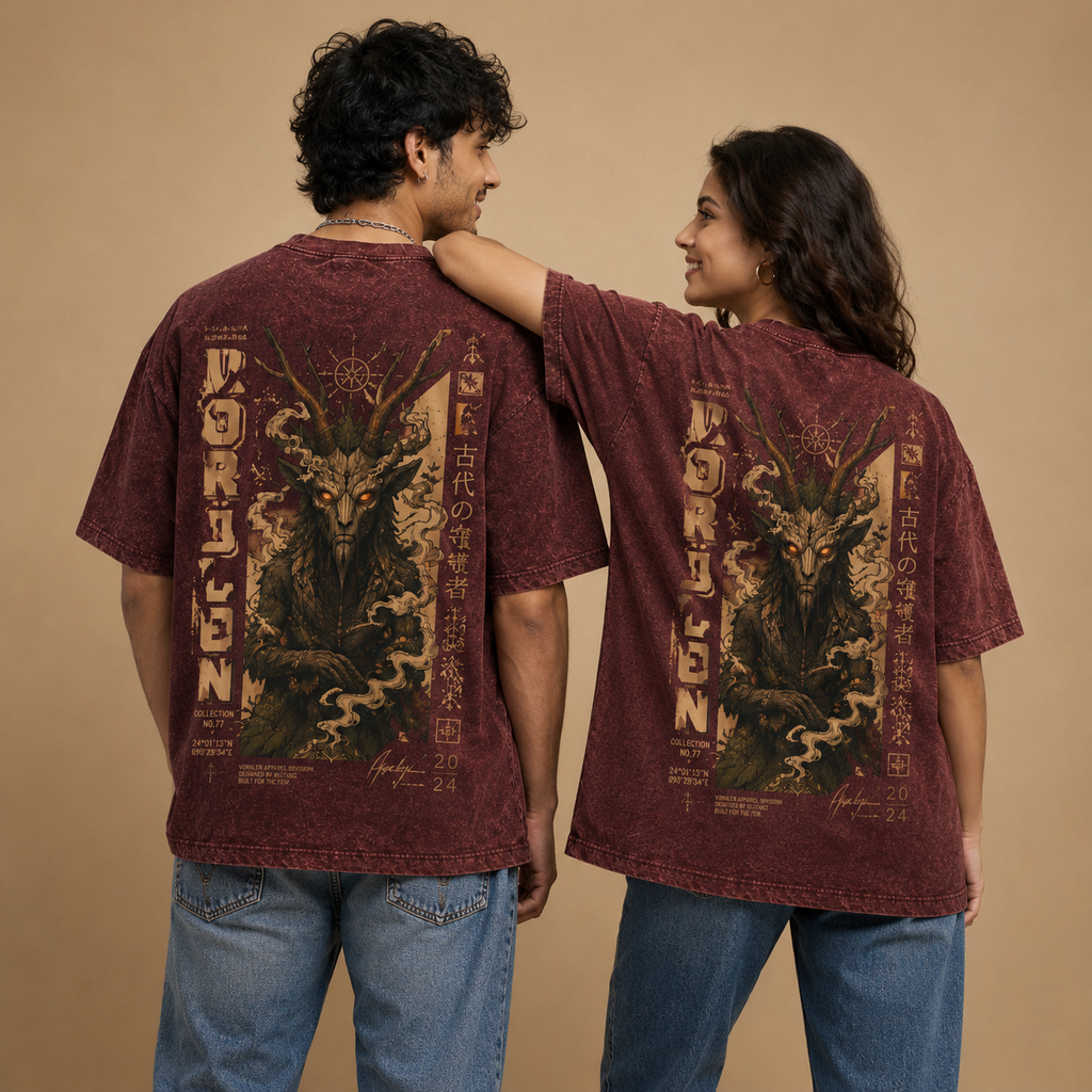 Vorulen – Maroon Acid Wash Oversized T-Shirt