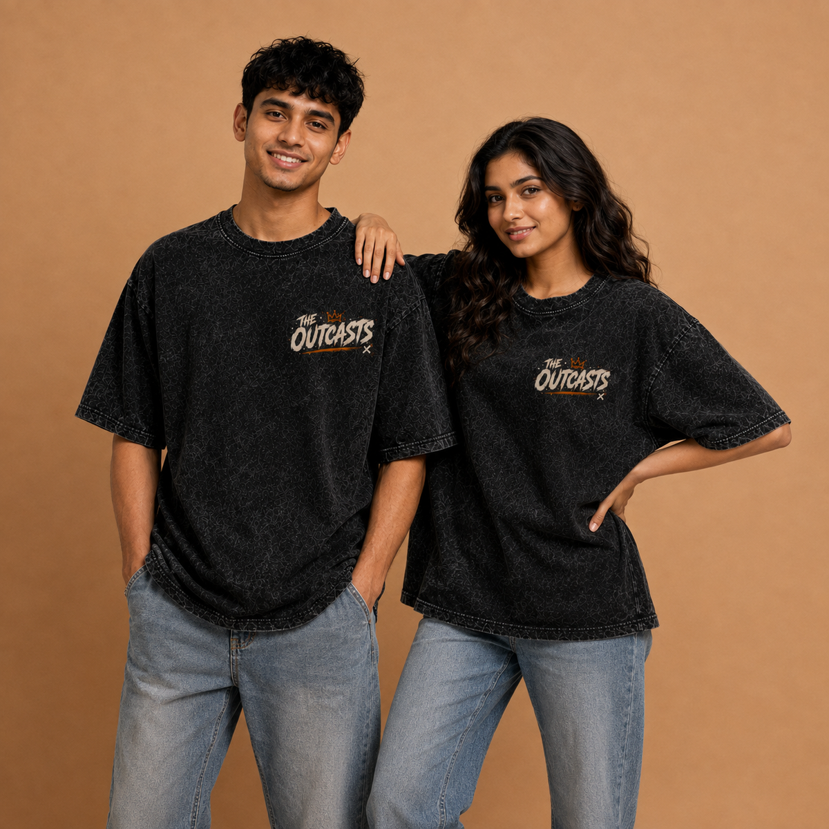 The Outcasts Acid Wash Oversized Tee