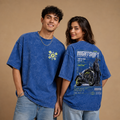 Nightshift Protocol – Royal Blue Acid Wash Oversized T-Shirt