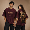 NO NORTH – Maroon Acid Wash Oversized T-Shirt