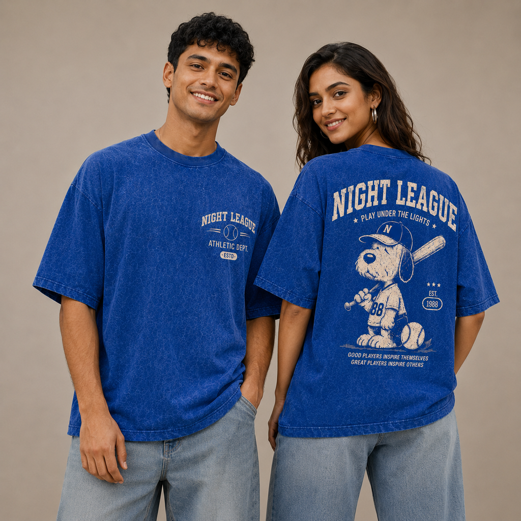 TRIME Night League Oversized Acid Wash T-Shirt