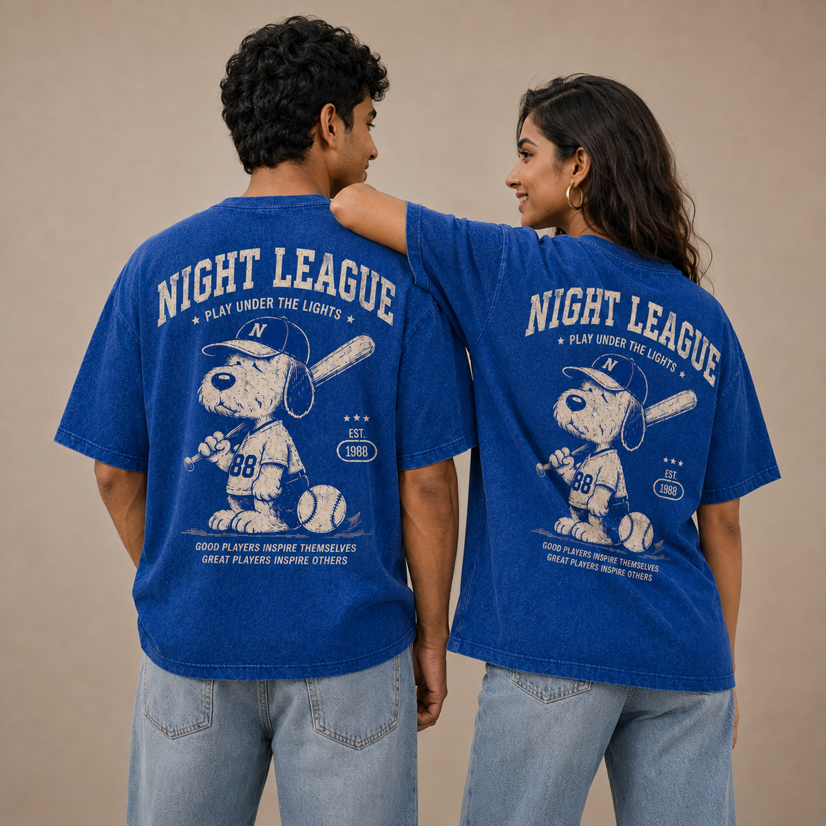 TRIME Night League Oversized Acid Wash T-Shirt
