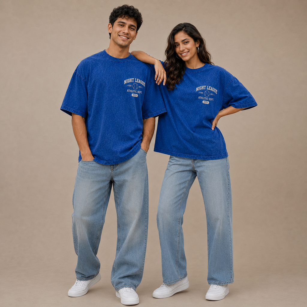 TRIME Night League Oversized Acid Wash T-Shirt