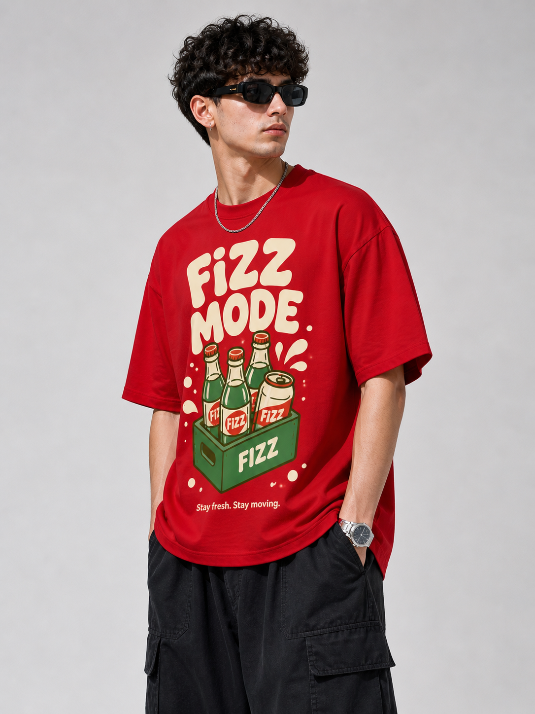Fizz Mode Graphic Classic T-Shirt – Red