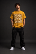 Never Look Back Classic Fit Graphic T-Shirt – Mustard Yellow